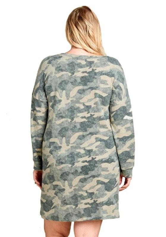 NWT Kensie 2X Round Neck Knit Camo Nightshirt Green 112967