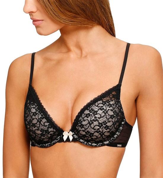 NWT Kensie Ava Plunge Bra 7713555 Black & Ivory Lace Bra K3092 36C 112989