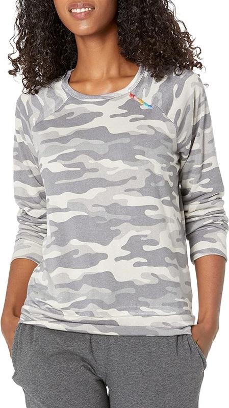 NWT PJ Salvage Peachy Jersey Knit Pullover Moon Camo Lounge Top 2x Gray 112994