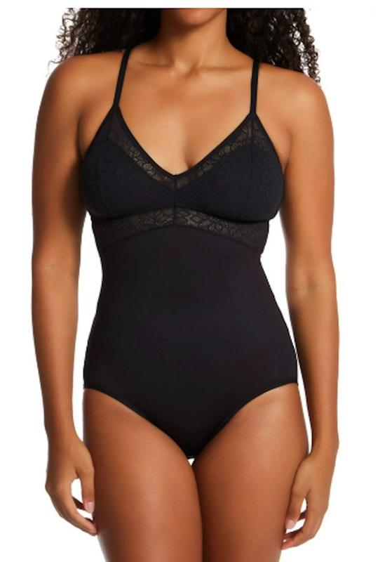 NWT Maidenform LG Black DMS097 Lace Tame Your Tummy Bodysuit 113007