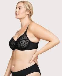 NWOT Glamorise 46C Lace Comfort Wonderwire Bra Underwire 9855 Black 113028