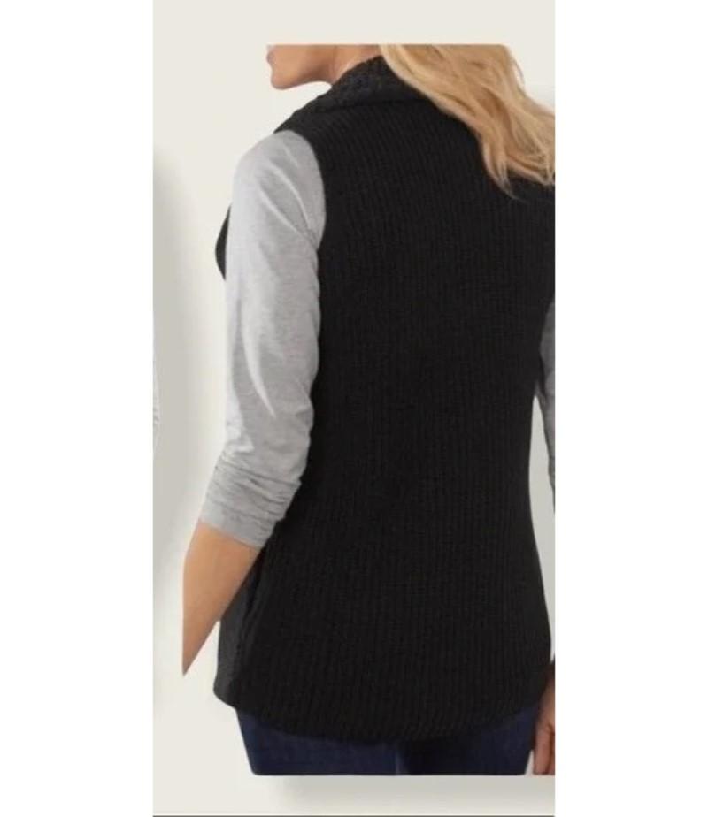 New Soft Surroundings St. Moritz Faux Sherpa Vest SM Black #113044