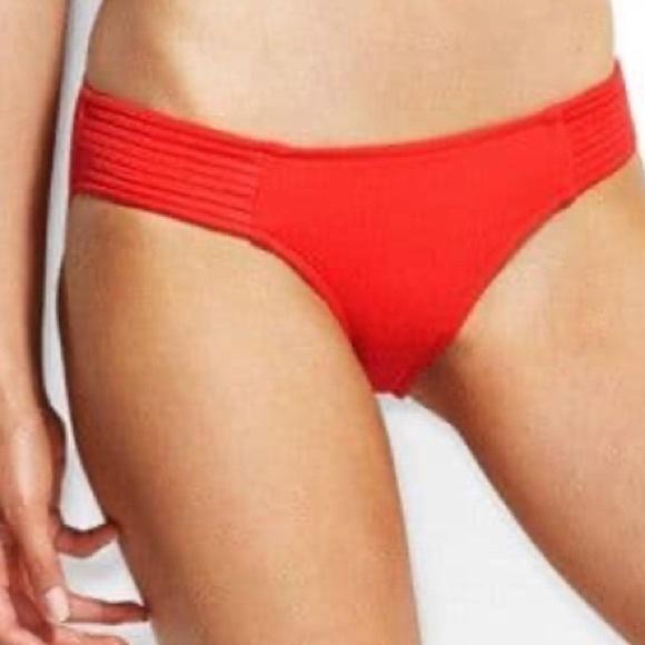 NWOT Seafolly 12 USA Quilted Luxe Hipster Bikini Bottom RED 113072