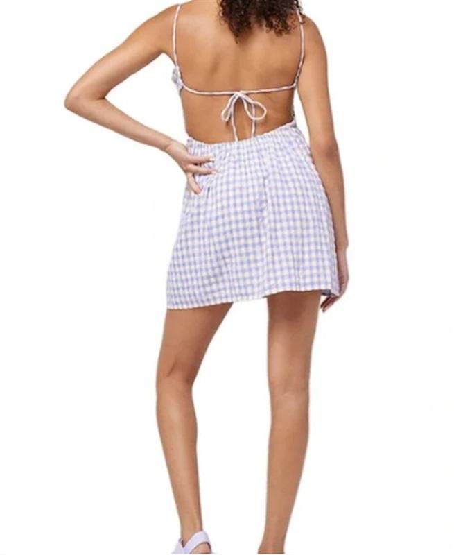 NWT L*Space Anika S Dress In Park Slope Gingham Purple 113200