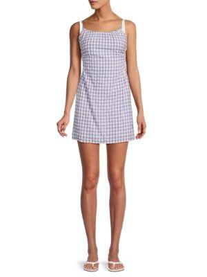 NWT L*Space Anika S Dress In Park Slope Gingham Purple 113200