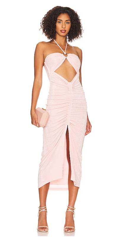 NWT L*Space Stina Dress Pink Midi O RIng Halter 113204