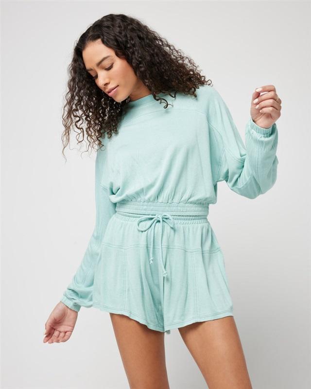 NWT L*Space M Day Tripper Pullover Green Lounge Shirt 113208