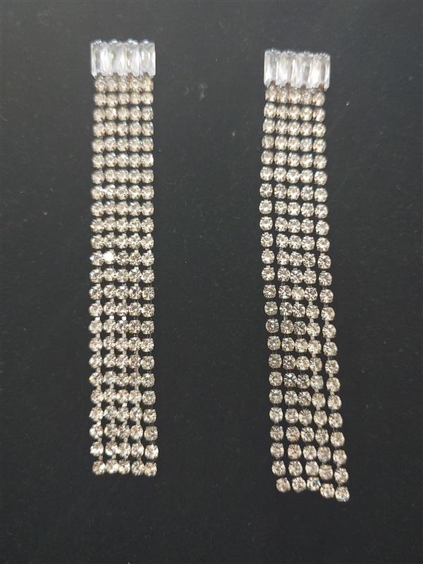 NWT nOir Baguette Cascading Drop Dangle Rhinestone Earrings 113272