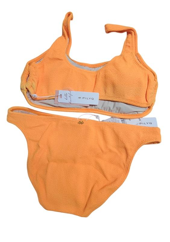 NWT PIlyq PQ Papaya Reef L Ring Halter & Textured Teeny Bikini Swim Set 113275