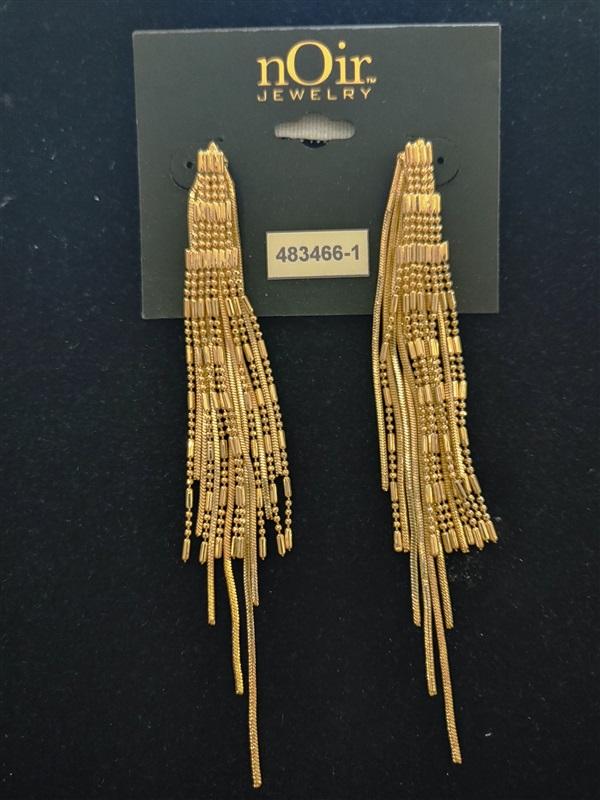 NWT nOir Gold Beading Cascading Drop Dangle Earrings 113282