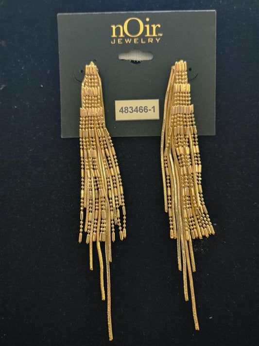 NWT nOir Gold Beading Cascading Drop Dangle Earrings 113282