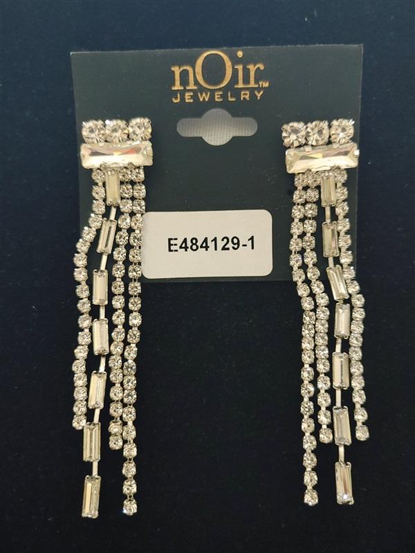 NWT nOir Baguette Bar Cascading Drop Dangle Rhinestone Earrings 113289