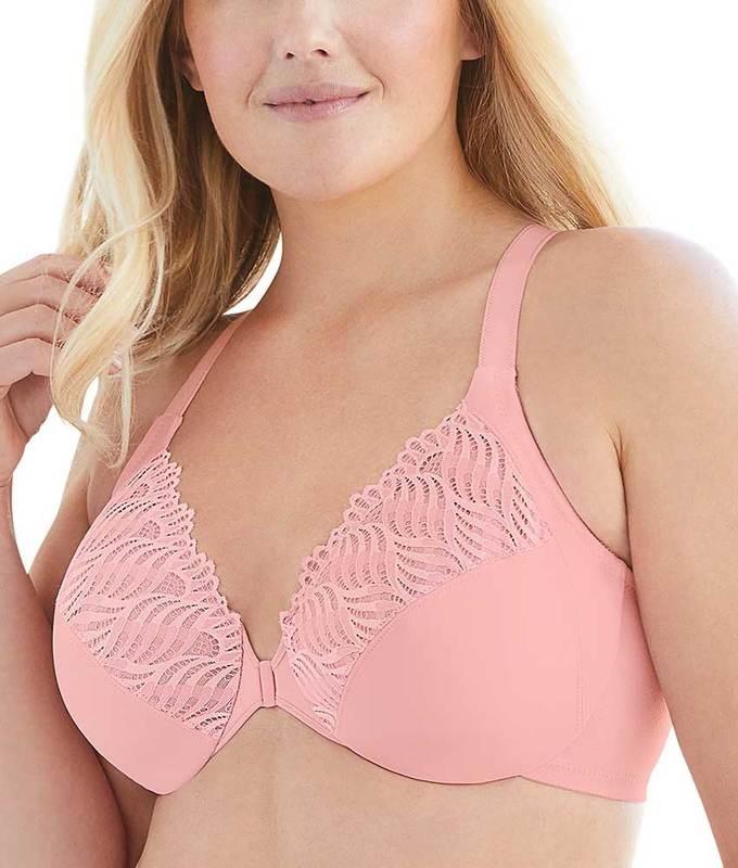 NWOT Glamorise 36F Front Close T-Back Wonderwire Bra 1246 Pink 113290