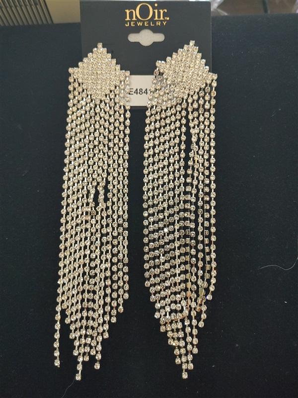 NWT nOir LG Cascading Diamonds Drop Dangle Rhinestone Earrings 113298