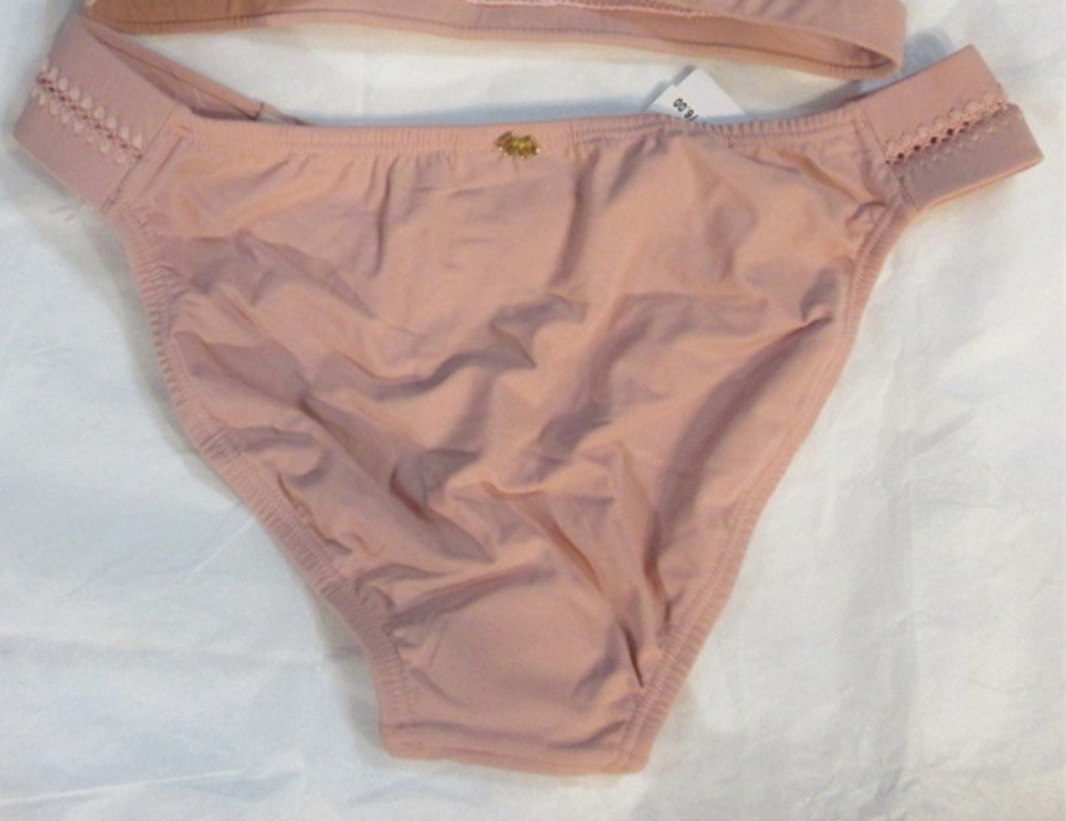 NWT Pilyq M Rose Gold Riviera Stitched Tab Bottom Swimsuit Pink 113301