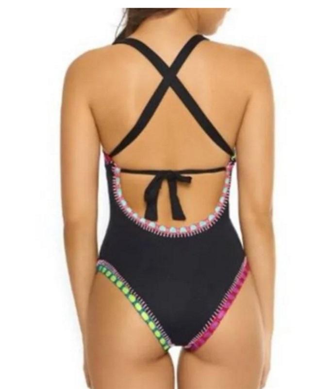 NWT Pilyq SM Ribbed Platinum Black Crochet Rainbow Trim 1PC 113303