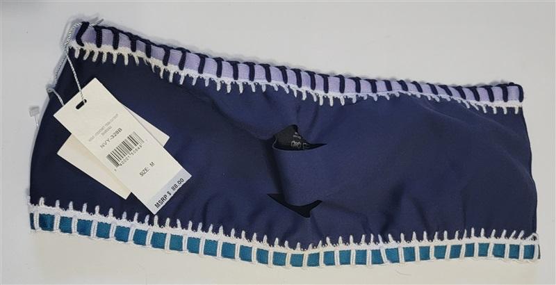 NWT Pilyq Platinum M Cut Out Crochet Bandeau Blue Bikini Swim Top 113306