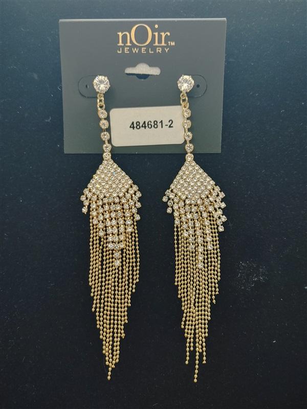 NWT nOir LG Cascading Diamonds Drop Dangle Rhinestone Earrings 113329