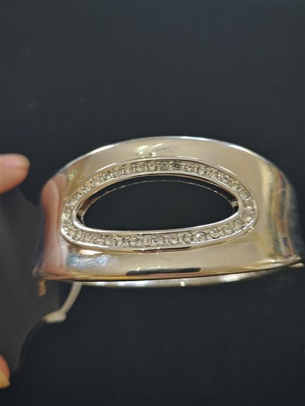 NWT nOir Silver Yo-Yo Rhinestone Snap Bangle Bracelet 113338