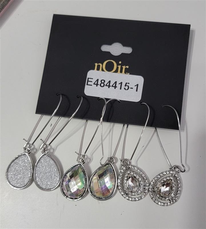 NWT nOir 3pr Tear Drop Dangle Rhinestone Earrings 113350