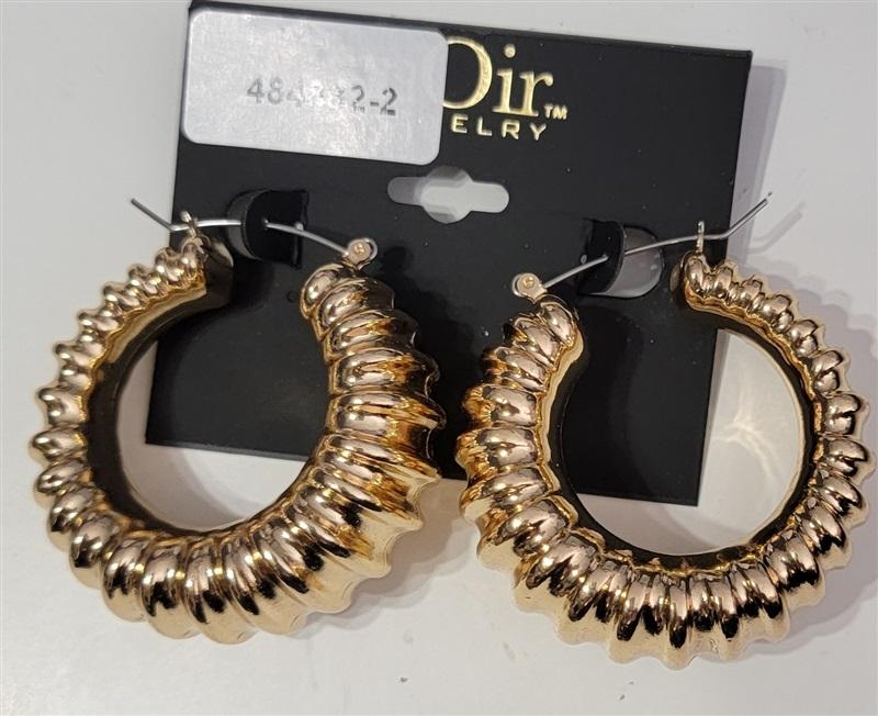 NWT nOir LG Ribbed Round Hoop Earrings 113357