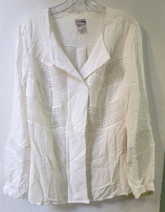 NWT Chico's 4/6 Ivory Lace Pull OVer V Neck Tunic 113367