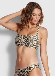 NWOTD Seafolly Animal 6 USA DD Silky Leopard Taupe Underwire Bikini Top 113391