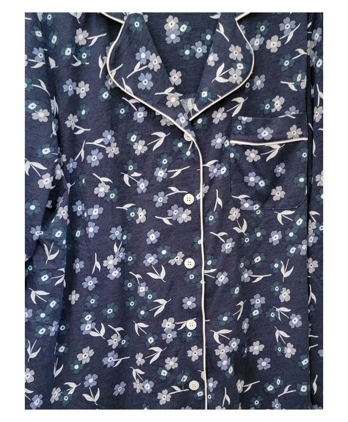 NWT Cosabella Bella Long Sleeve Top & Boxer Shorts PJ Set LG Navy Floral #113420