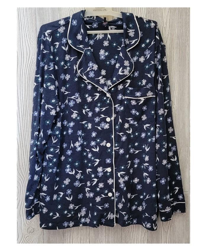 NWT Cosabella Bella Long Sleeve Top & Boxer Shorts PJ Set LG Navy Floral #113420