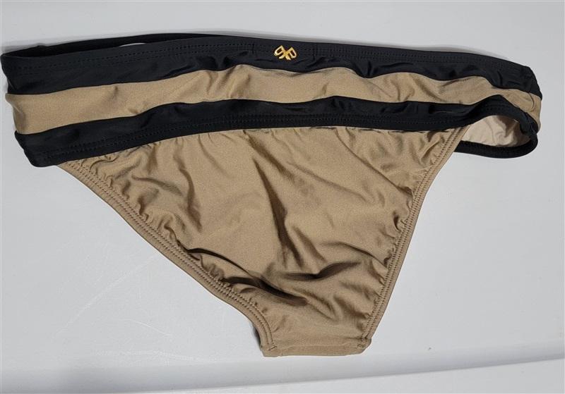 NWOT PIlyq Water Lily Beige Colorblock S Cheeky Bikini Swim Bottom 113449