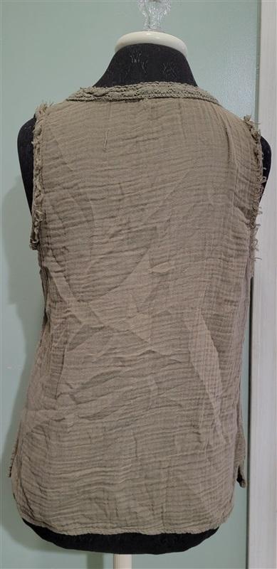 NWOT Michael Stars XS Crinkle Gauze Crochet lace Tank Top Olive 113477