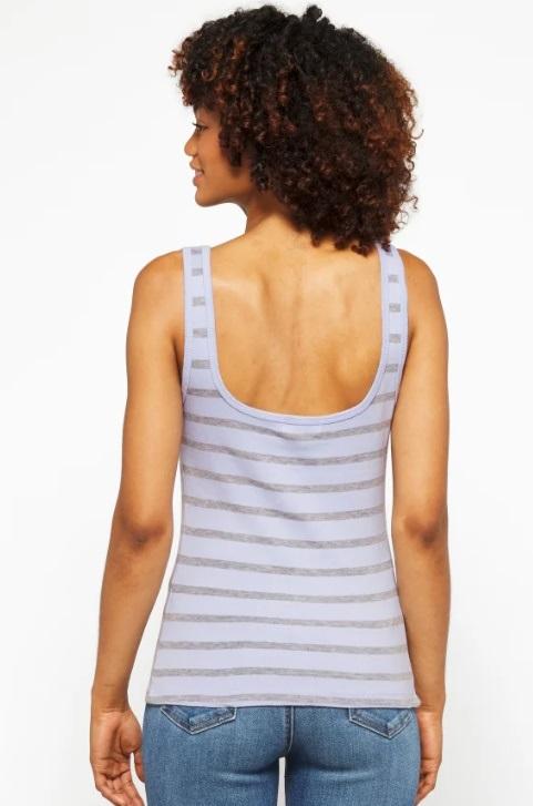 NWOT Michael Stars S Zabrina Periwinkle & Gray Stripe Tank Top 113492