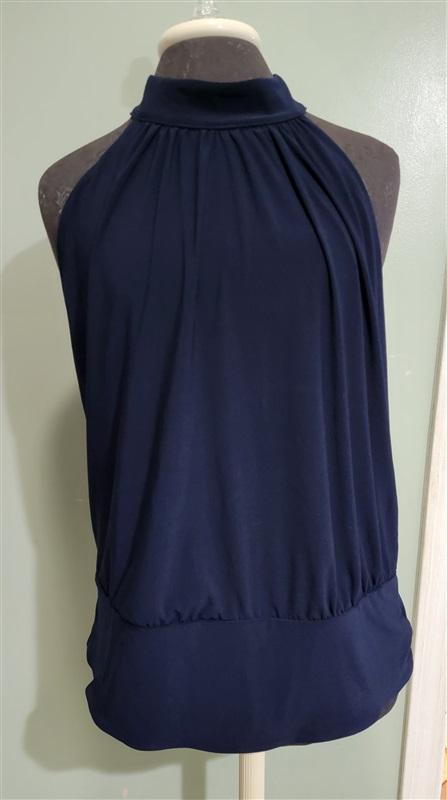 NWOTD Boston Proper M Mock Neck Tank Navy Blue Top 113495