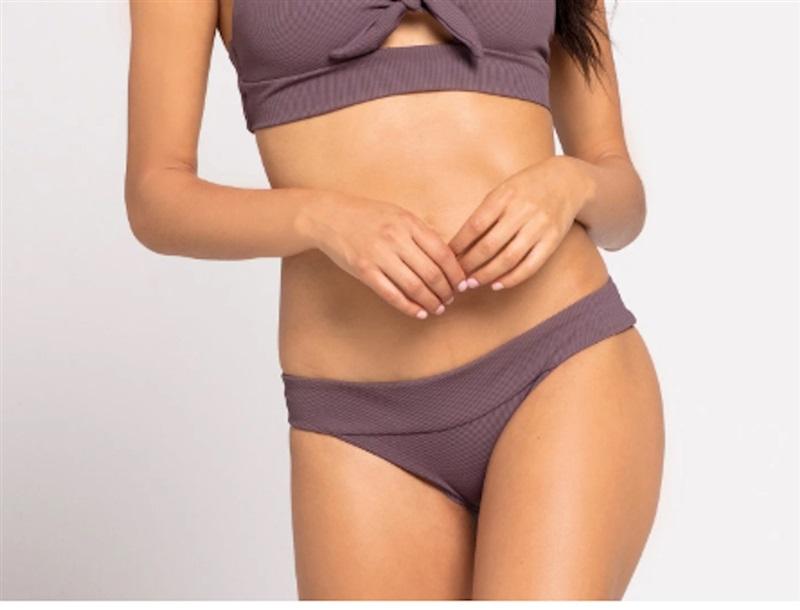 NWT L*Space M taupe Ribbed Veronica Bikini Bottom Swimwear 113498