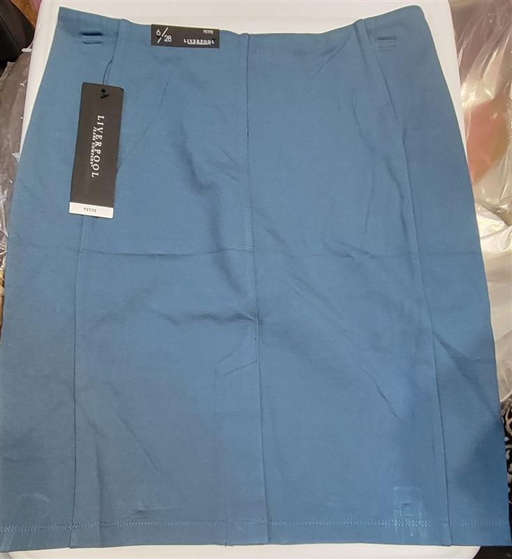 NWT Liverpool 6 Petite Alea Pencil Skirt Teal 113535