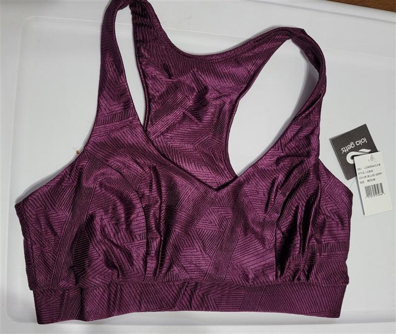 NWT Lola Gets Active M Galaxia Burgundy Textured Sports Bra 113537