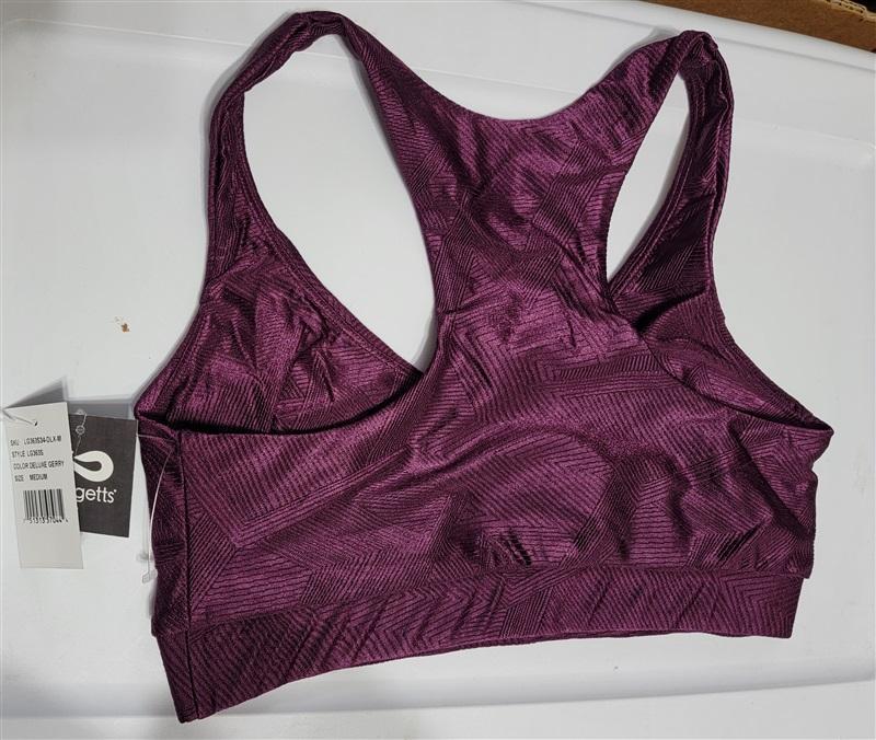 NWT Lola Gets Active M Galaxia Burgundy Textured Sports Bra 113537