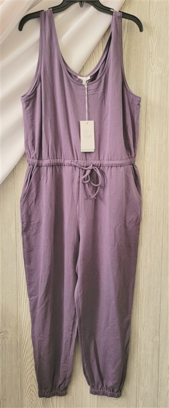 NWOT Calme XL Drawstring Knit Jumper Jumpsuit Purple #113558