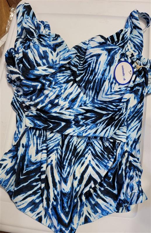 NWT Swimsuits For All 12 Blue White Tankini Swimsuit 113560