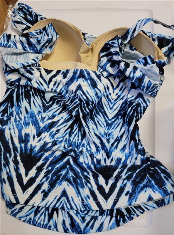 NWT Swimsuits For All 12 Blue White Tankini Swimsuit 113560