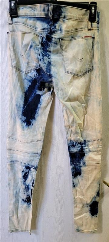NWOT Hudson 25 Moto Biker V2 Skinny Jeans Tie Dye Blue White 113568