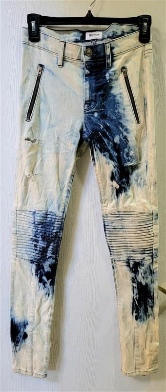 NWOT Hudson 25 Moto Biker V2 Skinny Jeans Tie Dye Blue White 113568