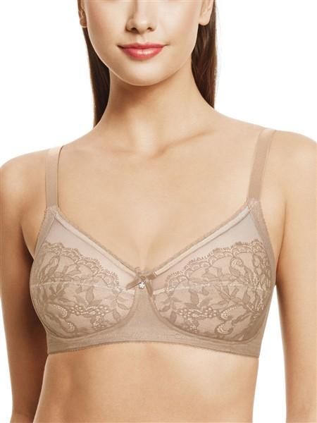 NWT Wacoal 34DDD Chantilly Lace Retro Chic Wire Free Bra 852186 Beige 113590