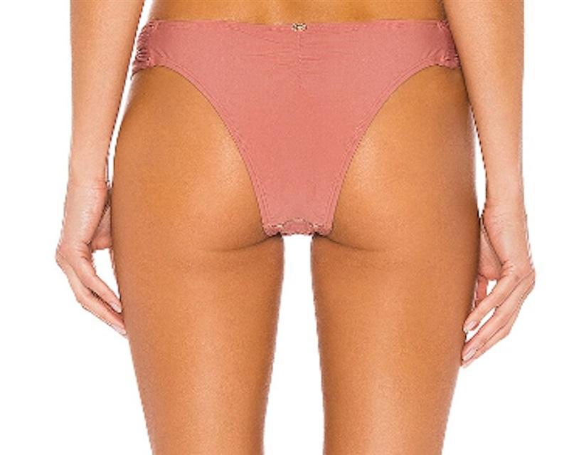 NWT Pilyq PQ S Lace Fanned Full Bikini Swim Bottoms Dusty Rose 113626