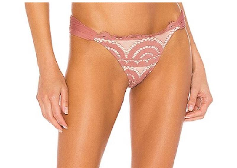NWT Pilyq PQ S Lace Fanned Full Bikini Swim Bottoms Dusty Rose 113626