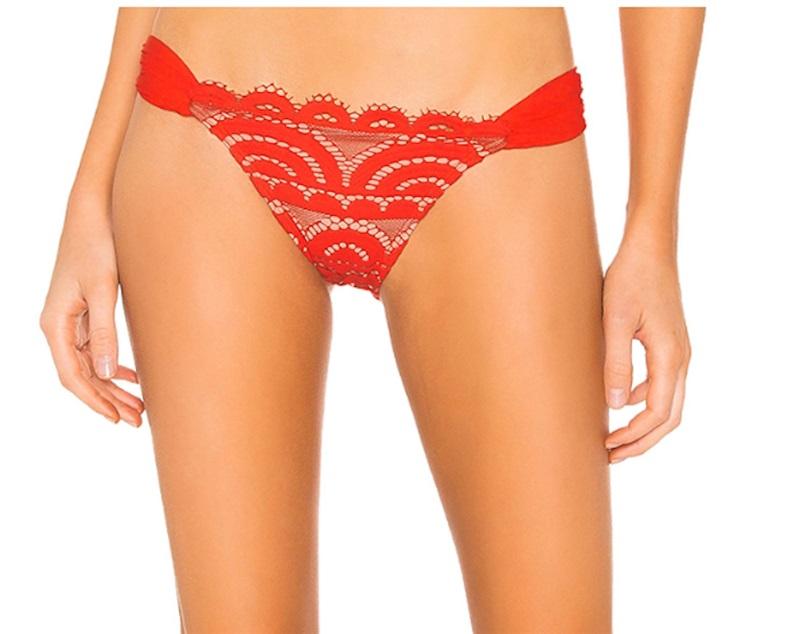 NWT Pilyq PQ M Lace Fanned Teeny Bikini Swim Bottoms Orange 113636