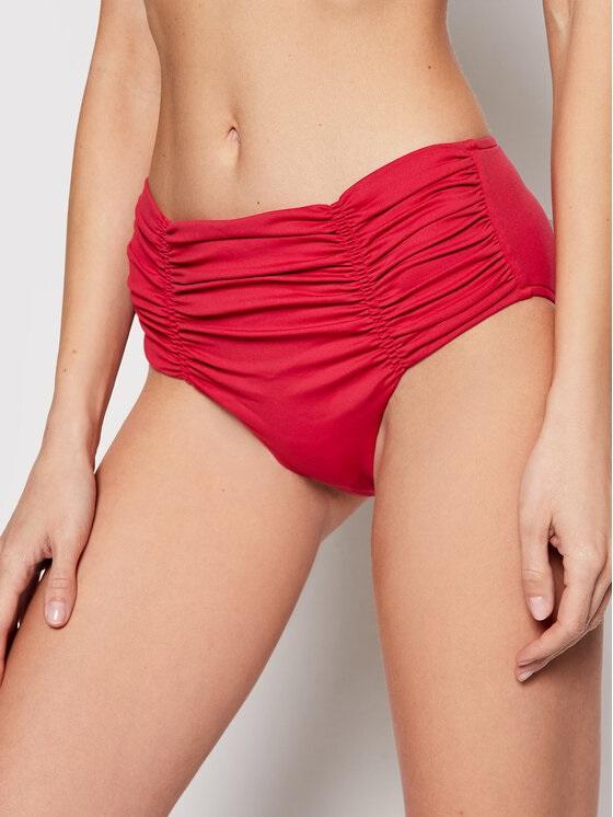 NWOT Seafolly Red SZ 12 USA Shirred High-Waisted Bikini Swim Bottom 113639