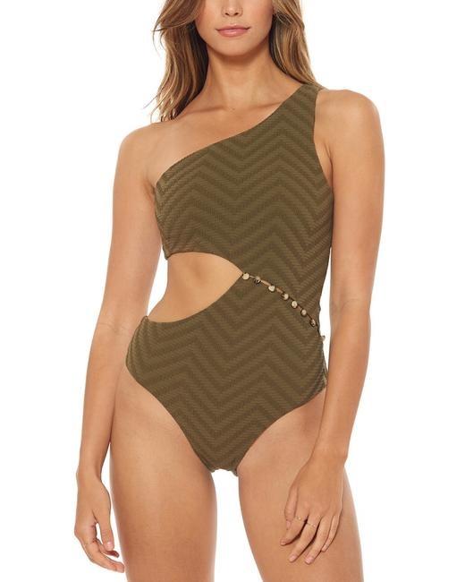 NWT Red Carter M Asymmetric Maillot One Shoulder Rcex120817 1PC SwimSuit 113682