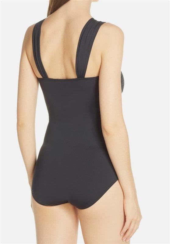 NWT Tommy Bahama 6 Pearl Shoulder Strap 1PC Swimsuit Black 113688