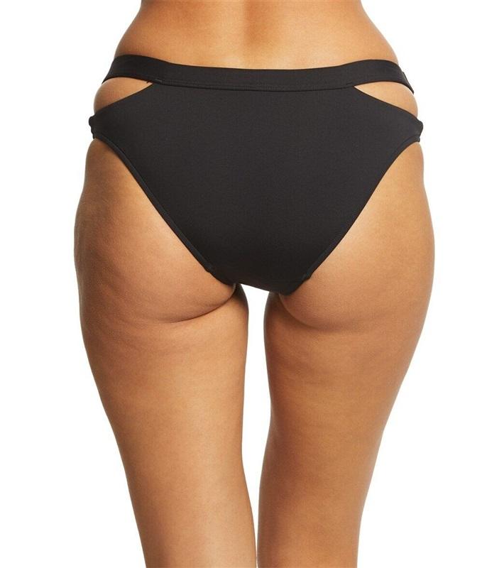 NWOT Seafolly 6 USA Active Strappy Bikini Bottom Black 113689